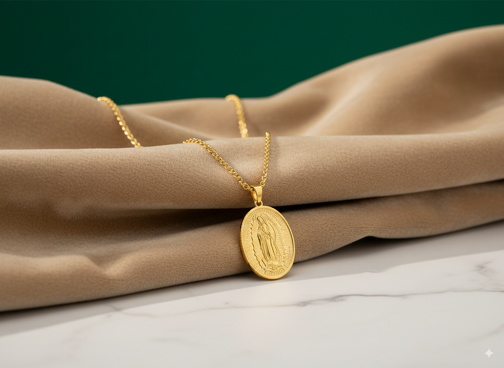 Cadena Trigo + Dije Virgen de Guadalupe en ORO LAMINADO – SALODANNA