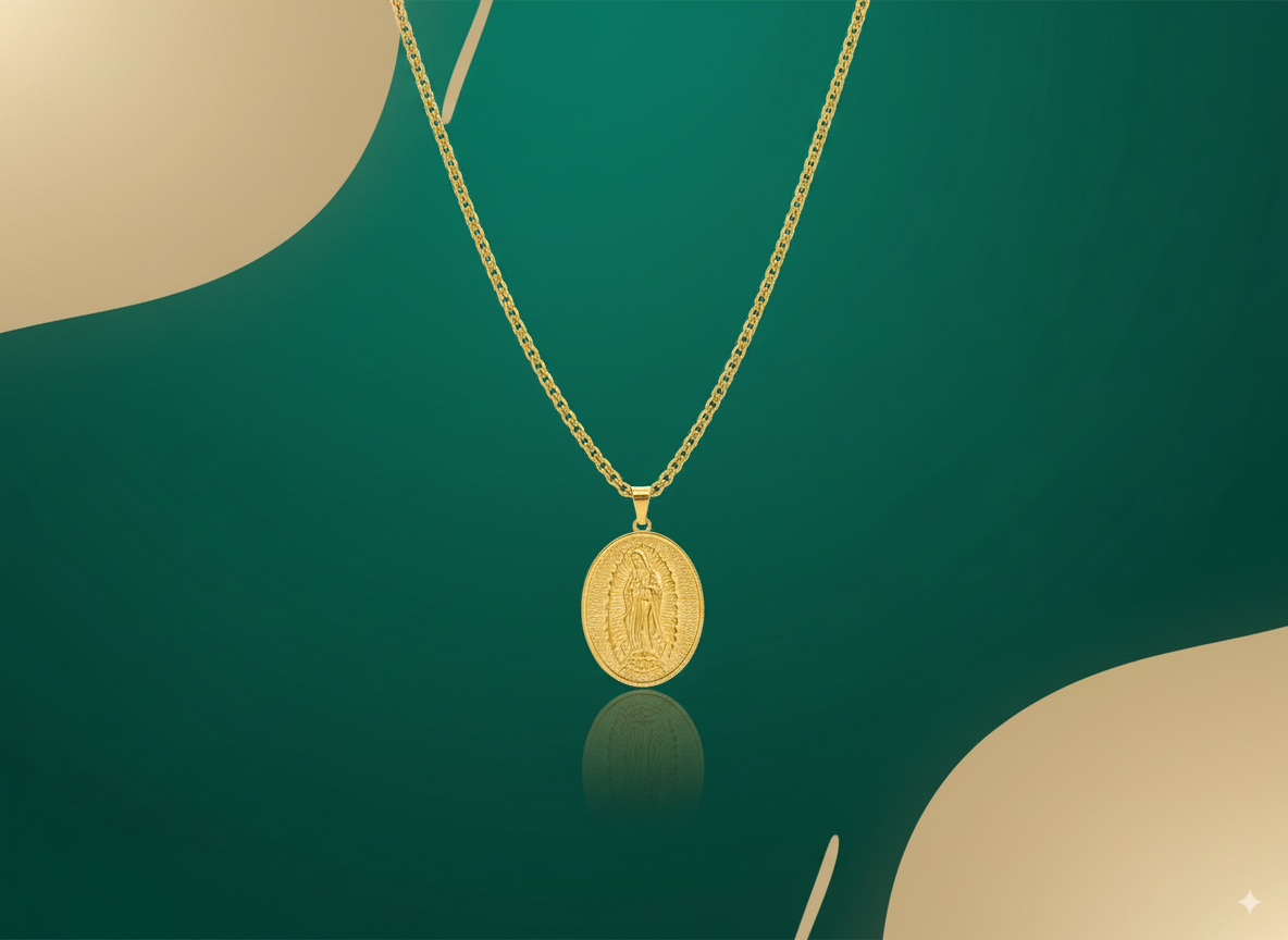 Cadena Trigo + Dije Virgen de Guadalupe en ORO LAMINADO – SALODANNA