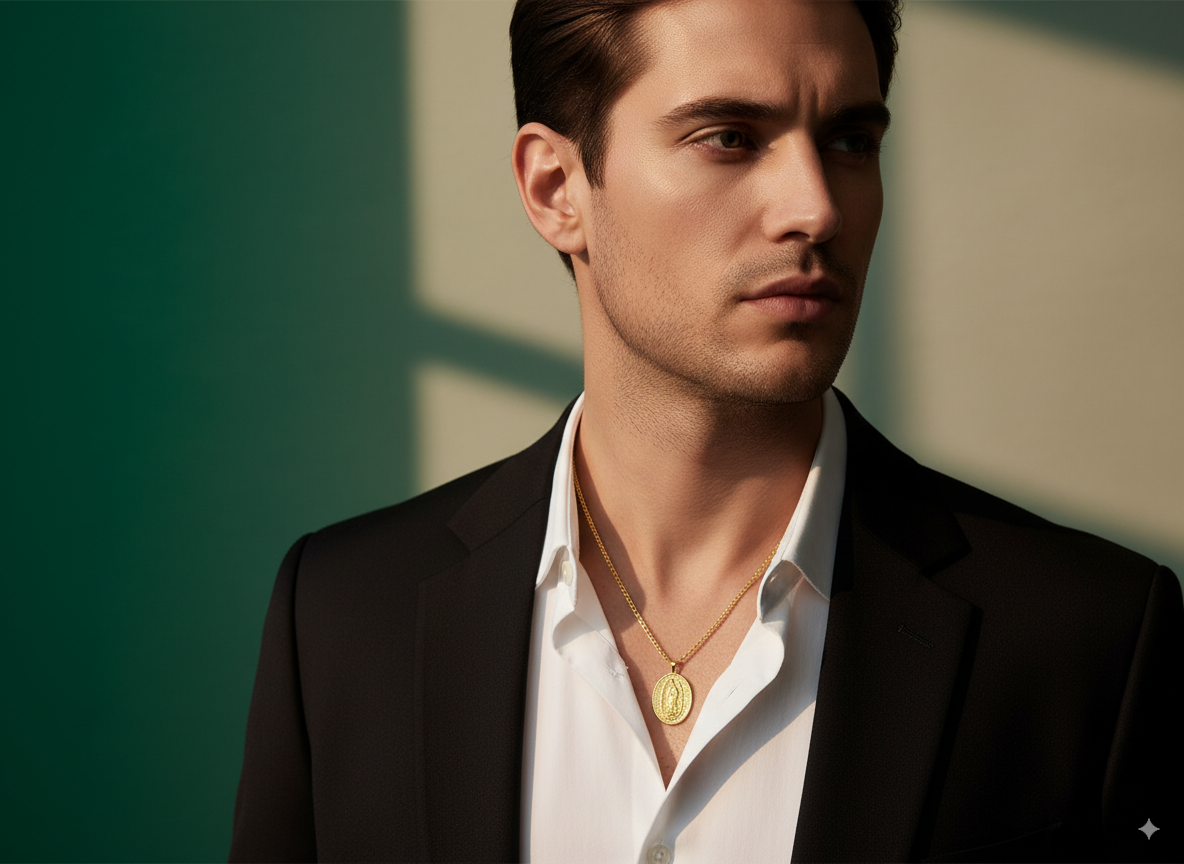 Cadena Trigo + Dije Virgen de Guadalupe en ORO LAMINADO – SALODANNA