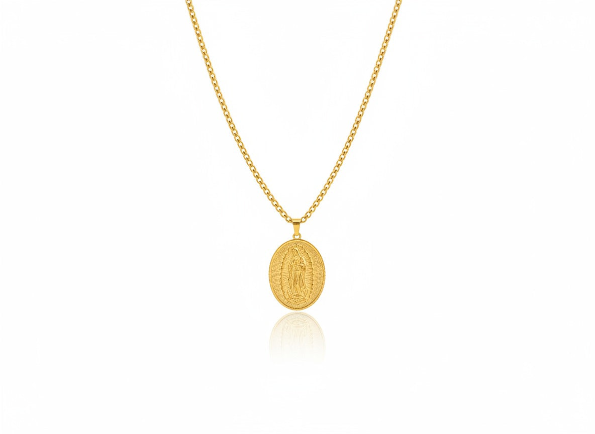 Cadena Trigo + Dije Virgen de Guadalupe en ORO LAMINADO – SALODANNA