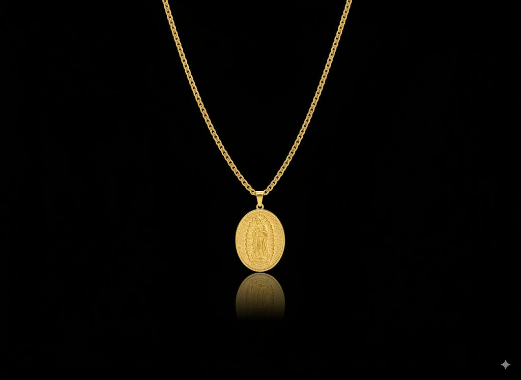 Cadena Trigo + Dije Virgen de Guadalupe en ORO LAMINADO – SALODANNA