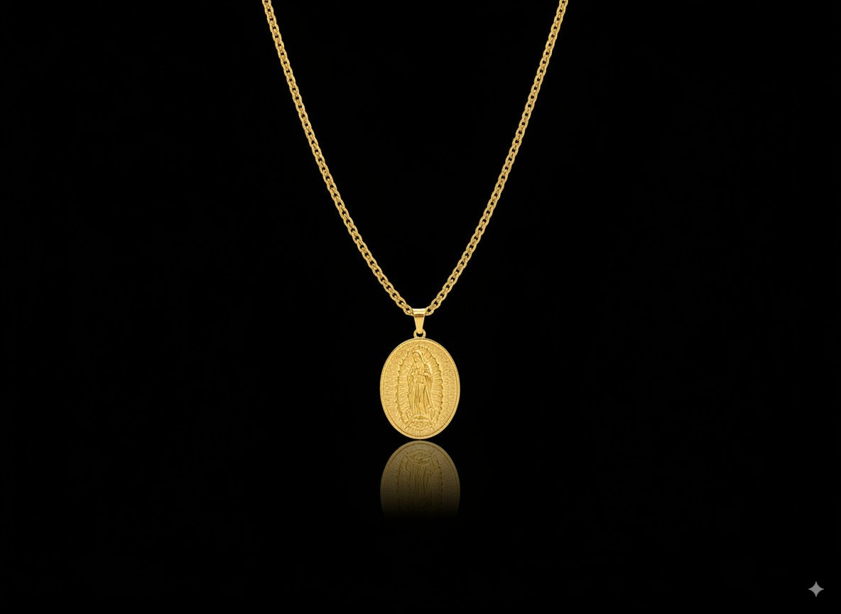 Cadena Trigo + Dije Virgen de Guadalupe en ORO LAMINADO – SALODANNA